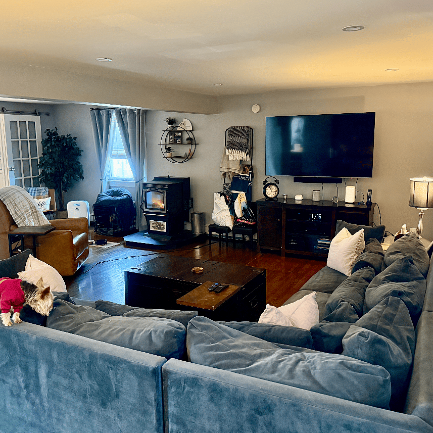 Shared 1st floor common space LR w/smart TV & pellet stove
