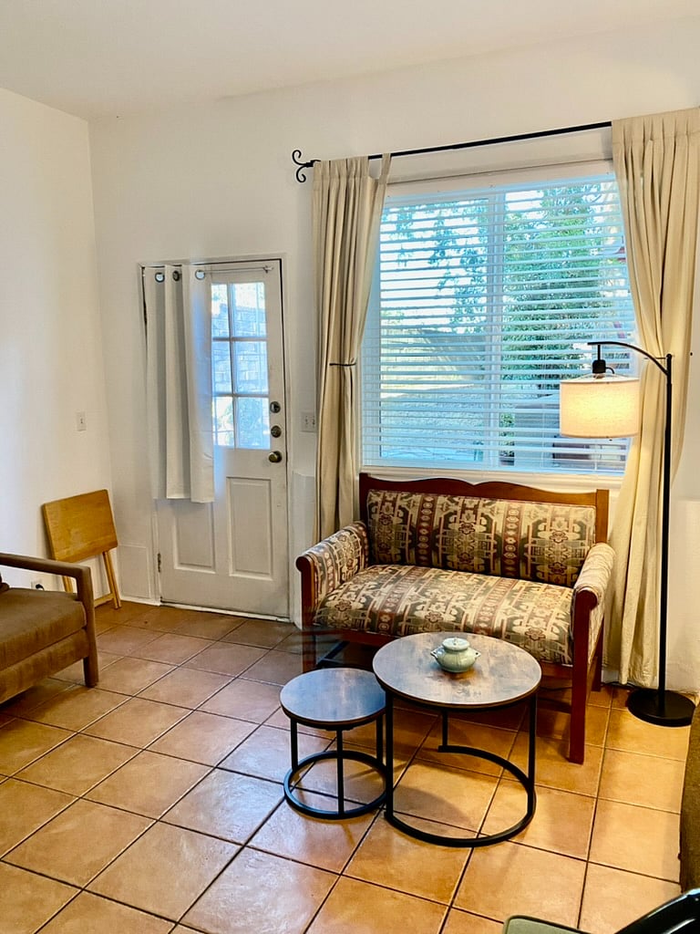 There's lots of light for a basement apartment . . . 