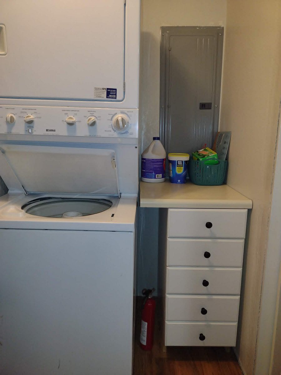 Washer and Gas Dryer in Pantry area off Kitchen - stocked with supplies to get you started