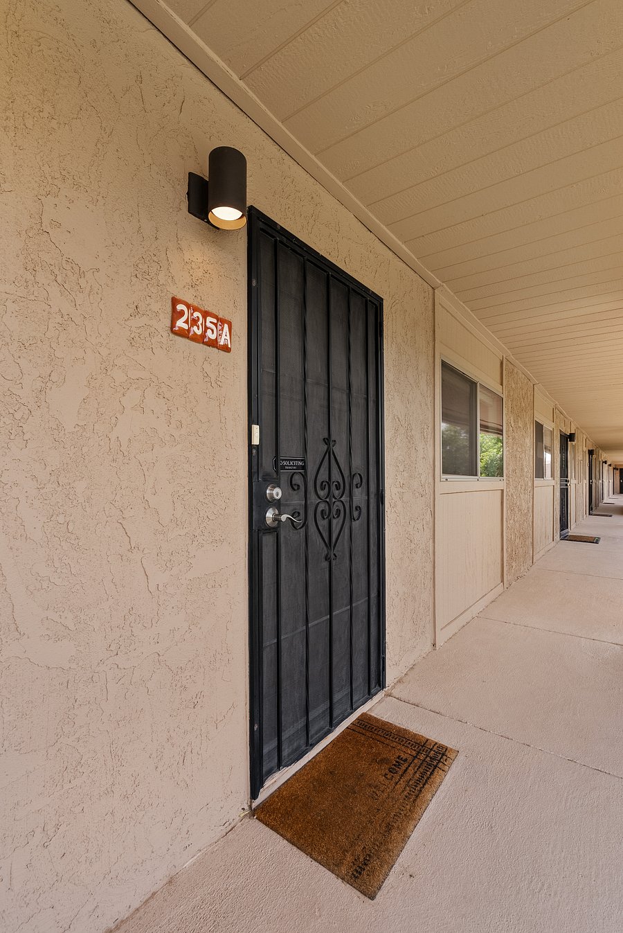 Private entry with secure front door and easy access in a quiet, well-maintained community.