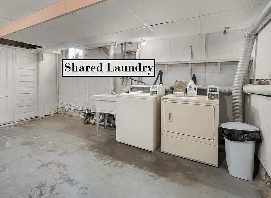 Speed Queen coin laundry in basement