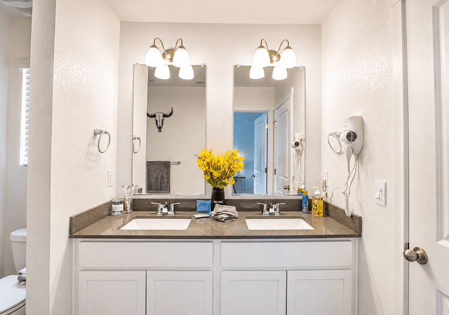 Master bathroom with standing shower and walk in closet