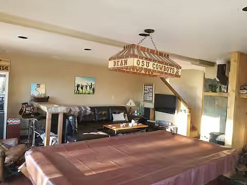 Shared living room with pool table