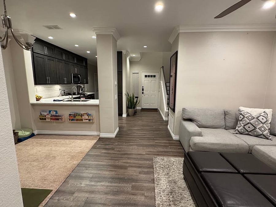 First level includes a kitchen, multifunctional area (perfect for kids!), breakfast nook, bathroom, and spacious living room!