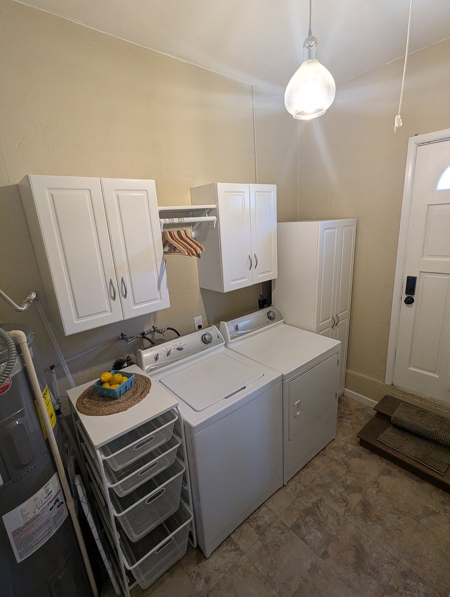 Laundry room with washer and dryer.