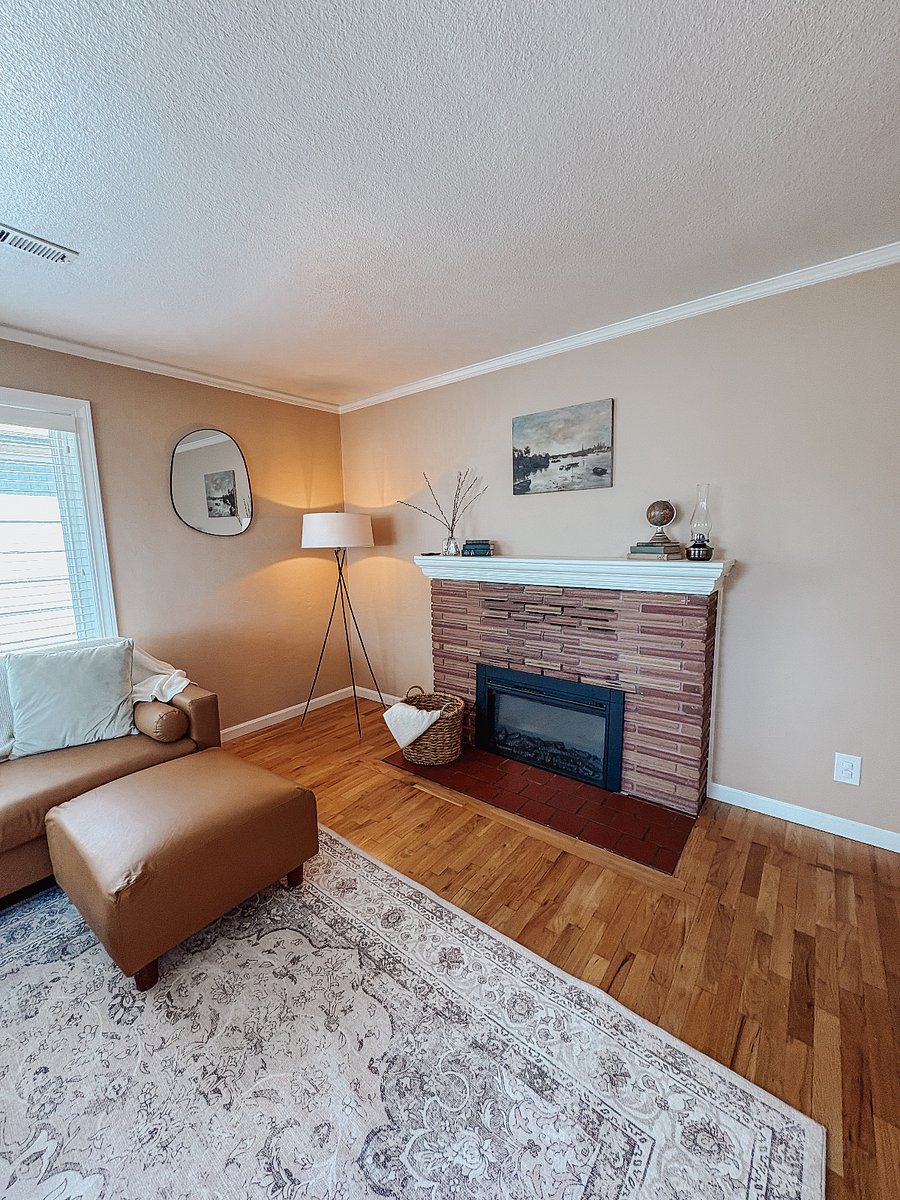 Living room with electric fireplace