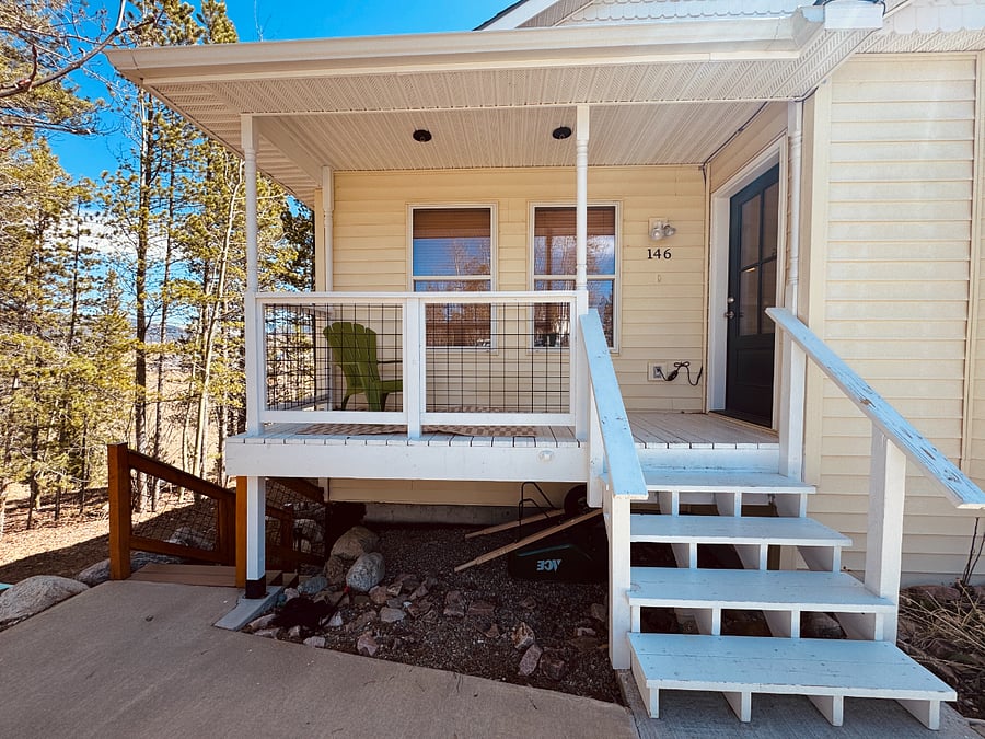 Picture of front deck and front door.