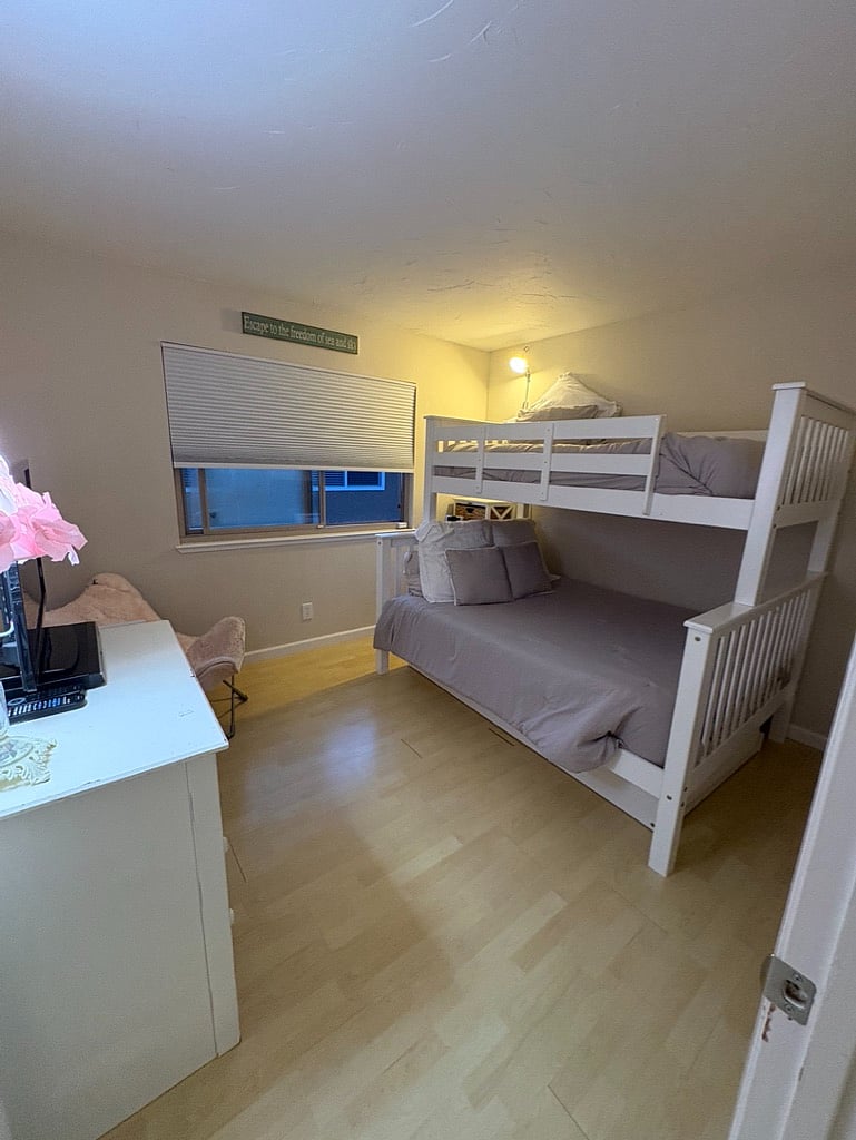 Second room has a twin over a full bunk and a trundle underneath (sleeps 4)- TV, full closet, and 2 dressers