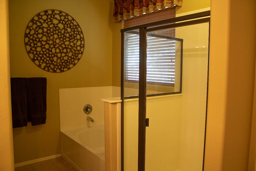 Primary Bathroom with Walk In Shower and Soaking Tub