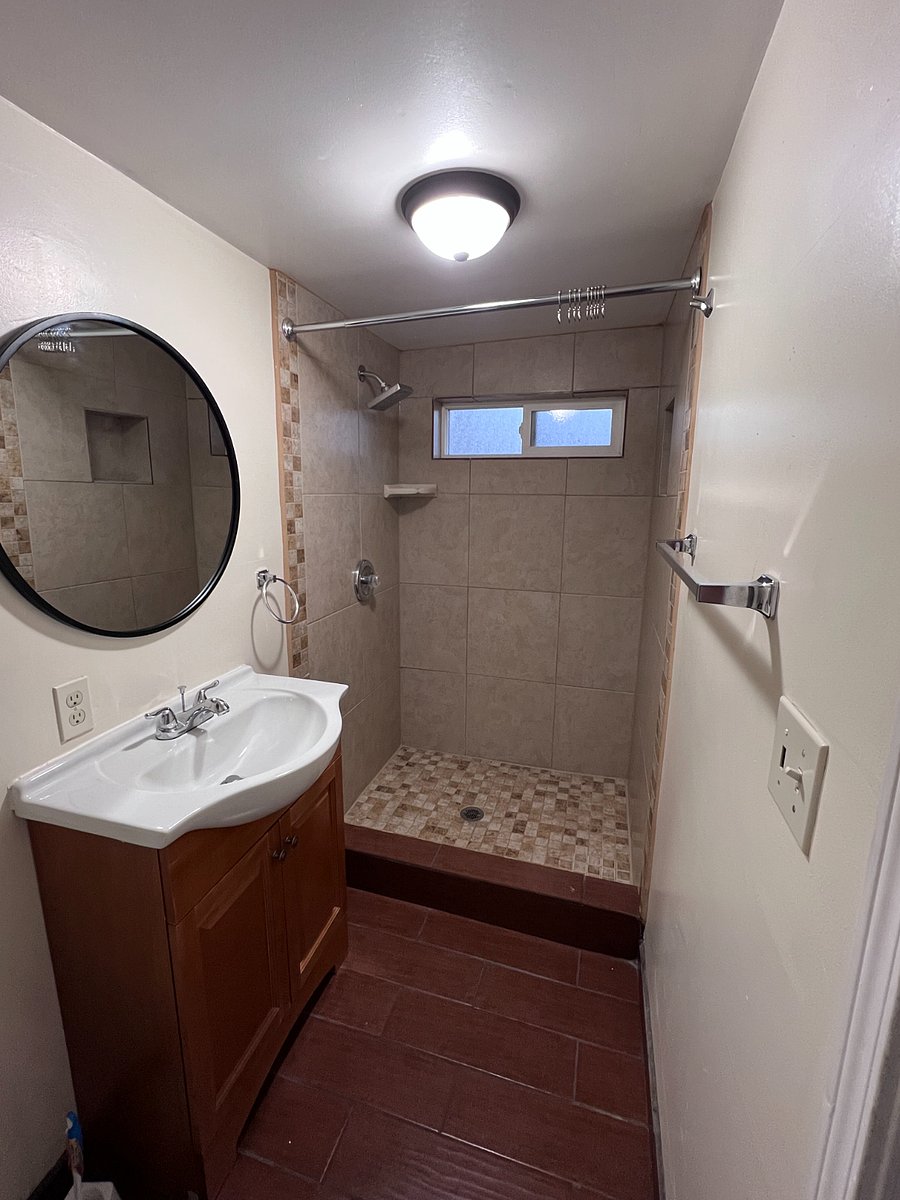 Bathroom sink and shower