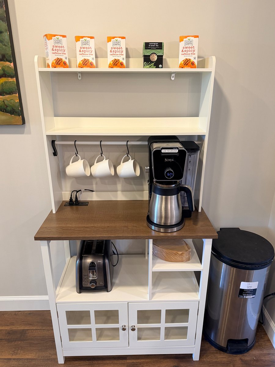 Coffee & Tea bar. Coffee maker servers hot water too!
