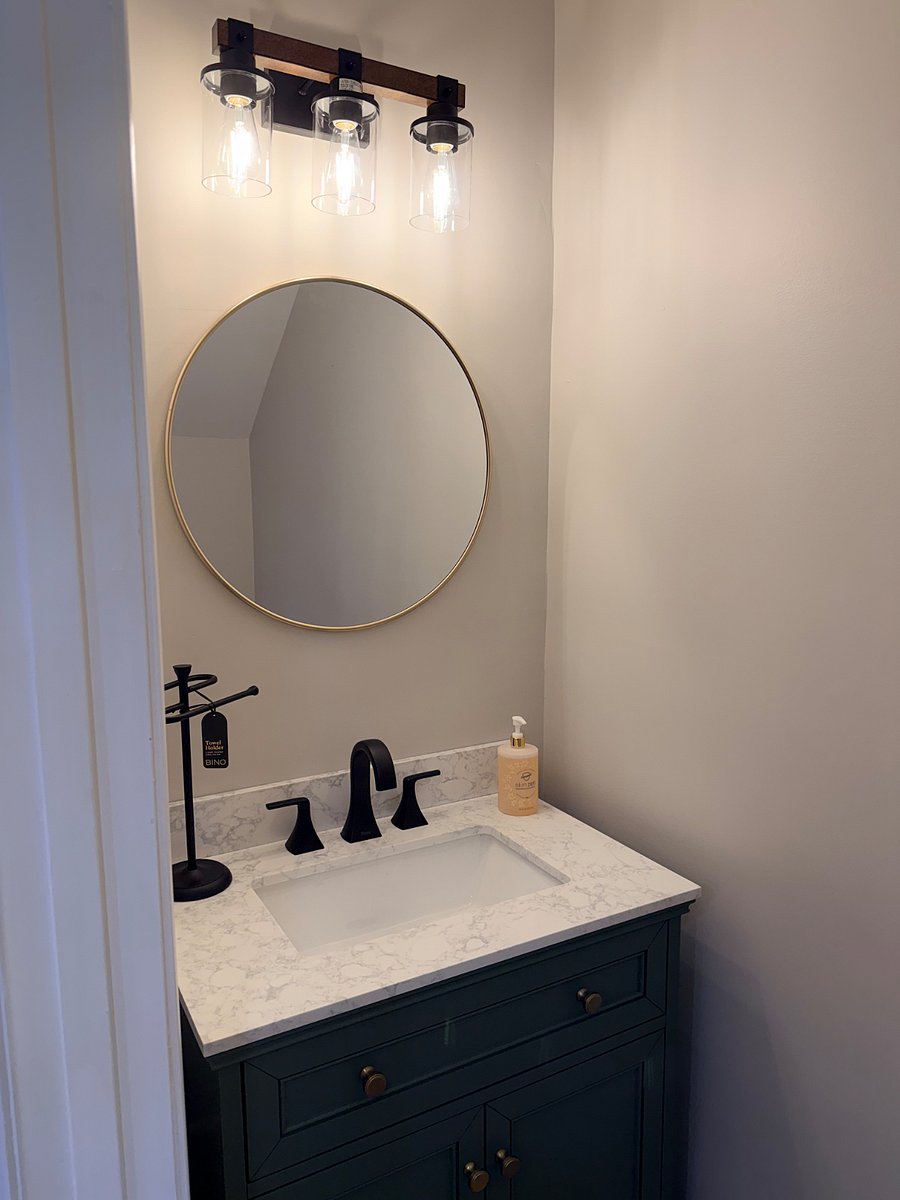 Powder room in living area.