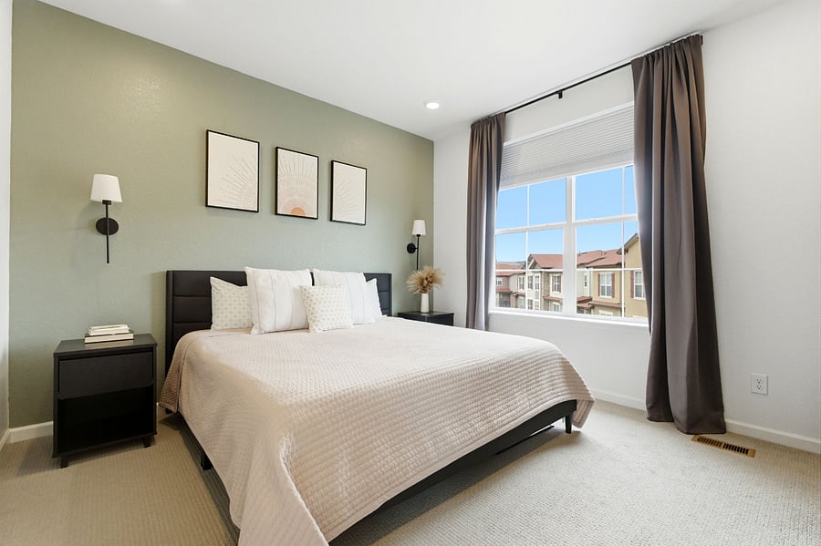 Luxurious King bed with thoughtful nightstands and remote controlled lighting.