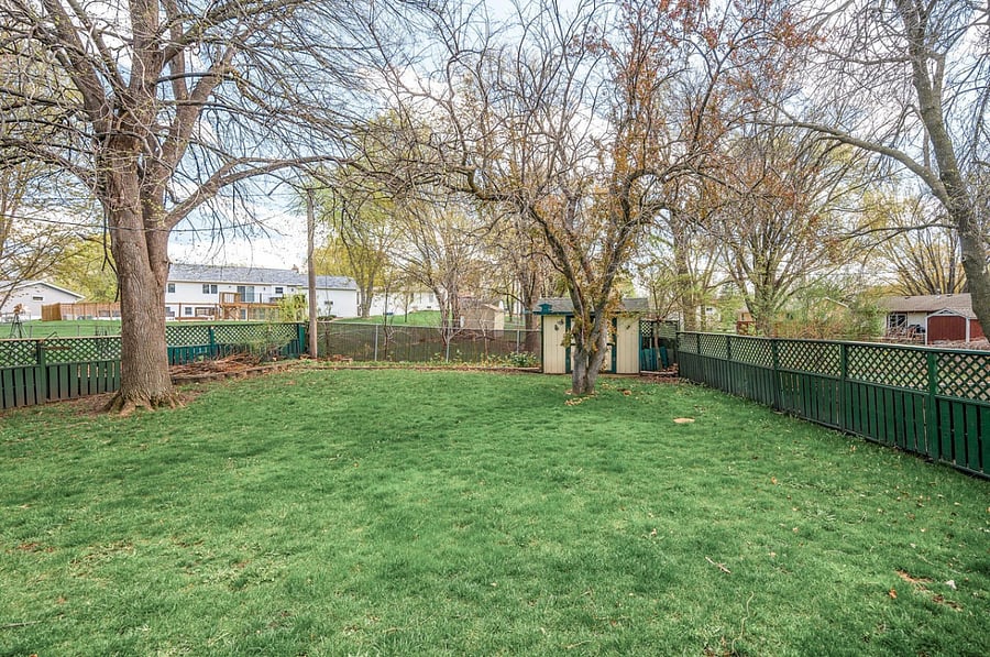 Fenced in backyard.