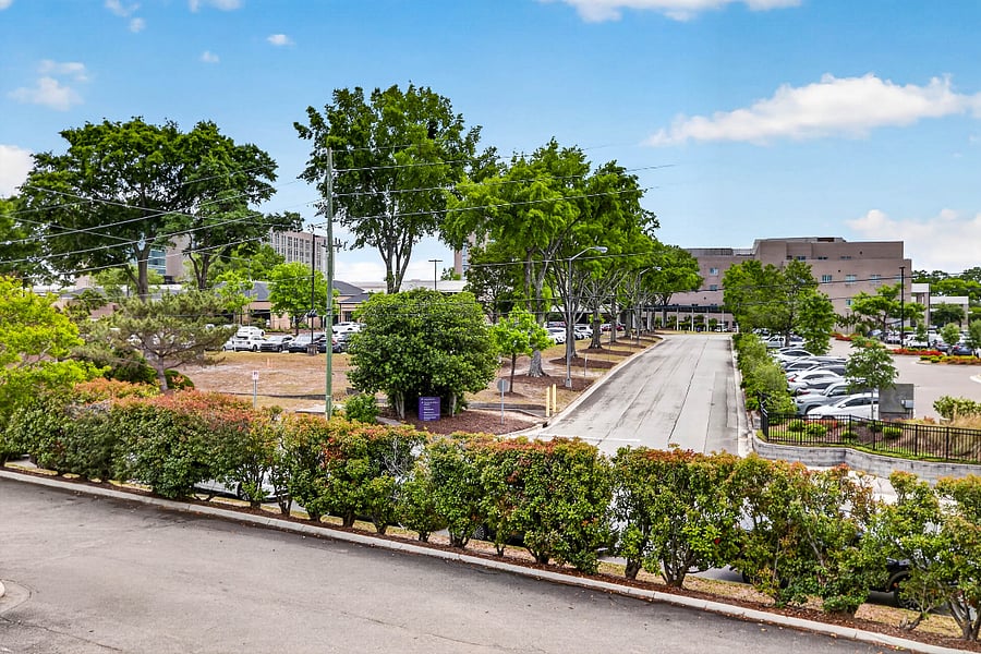 View from front door overlooking NHRMC Hospital.