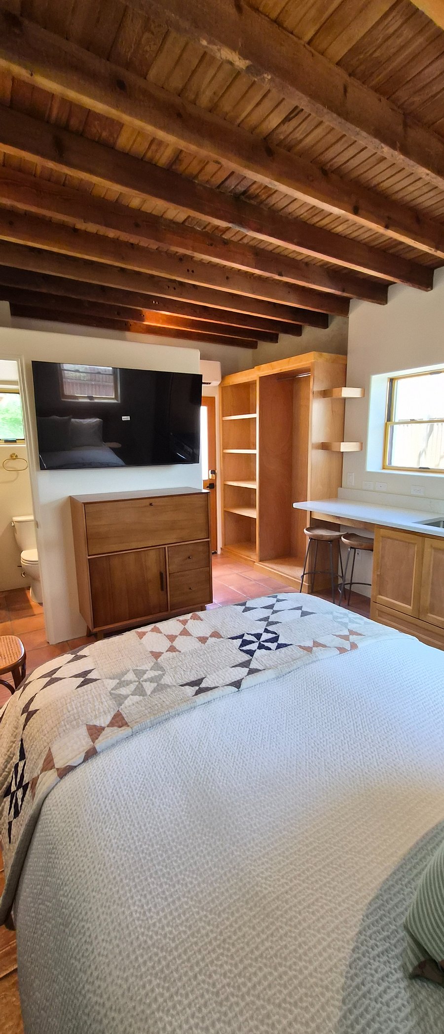 West Elm secretary desk and custom alder cabinetry