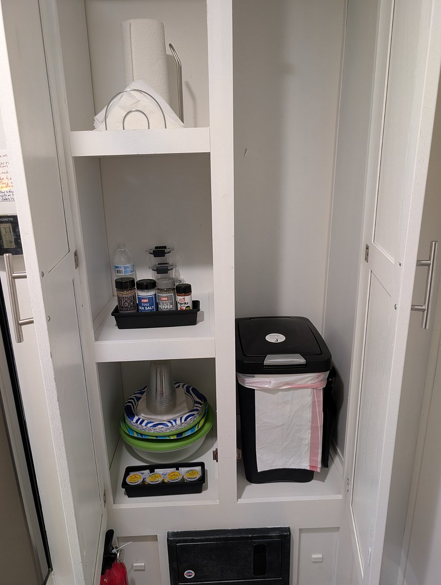 Guests have access to a spacious pantry and cabinet area, offering convenient storage for groceries, kitchen items, and anything youd like to keep organized during your stay.