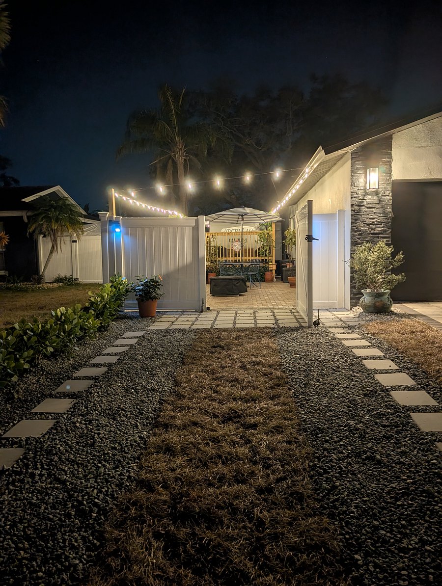 The GG is beautifully illuminated at night, along with a well-lit parking area and entrance for convenience and safety.