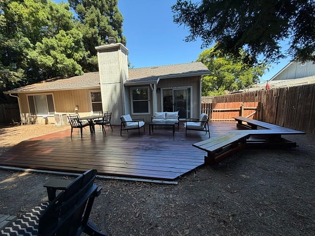 An expansive 30' x 20' deck provides plenty of room to gather, dine or simply unwind.