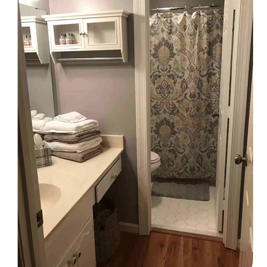 Full bath upstairs with tub and shower