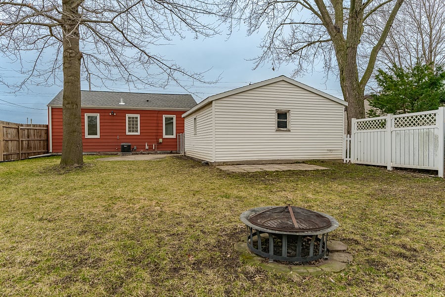 Backyard with fire pit