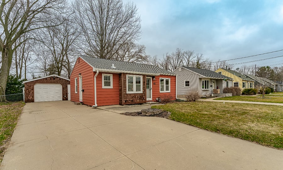 Front of house and garage