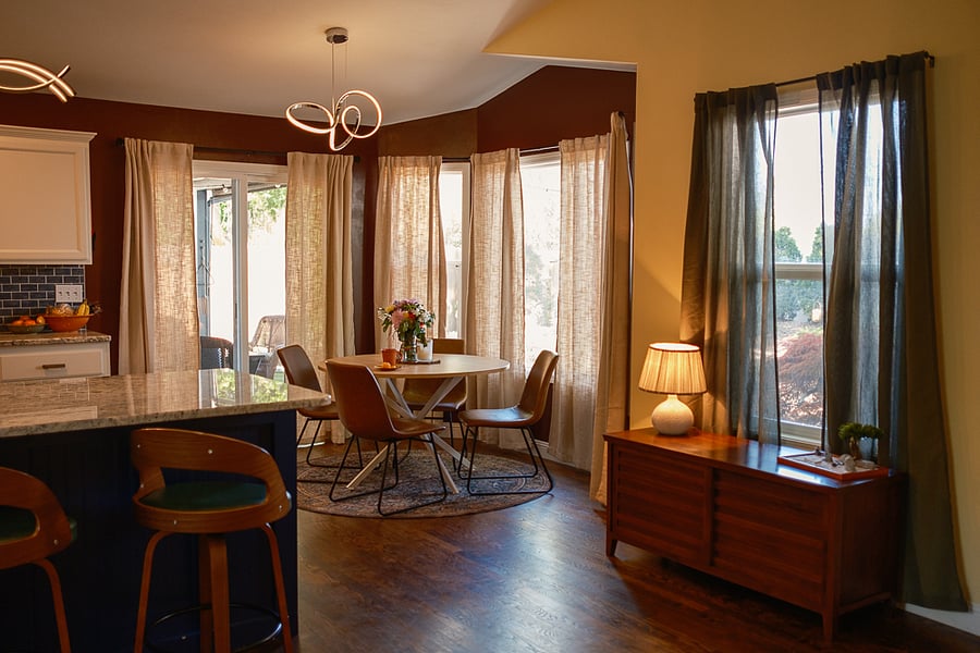 Dining nook and console with exercise equipment