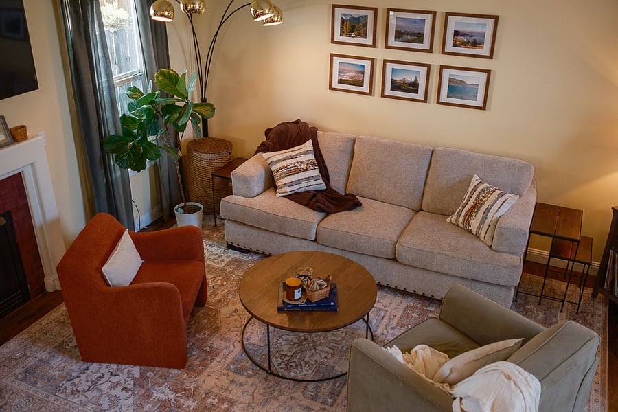 Comfortable living space with great lighting