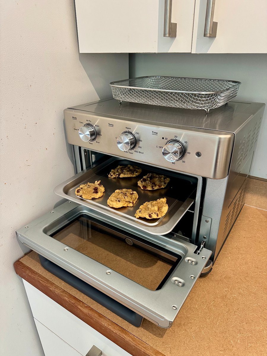Full-size convection oven with air fry, bake, broil, and roast. Real cooking, not just reheating.