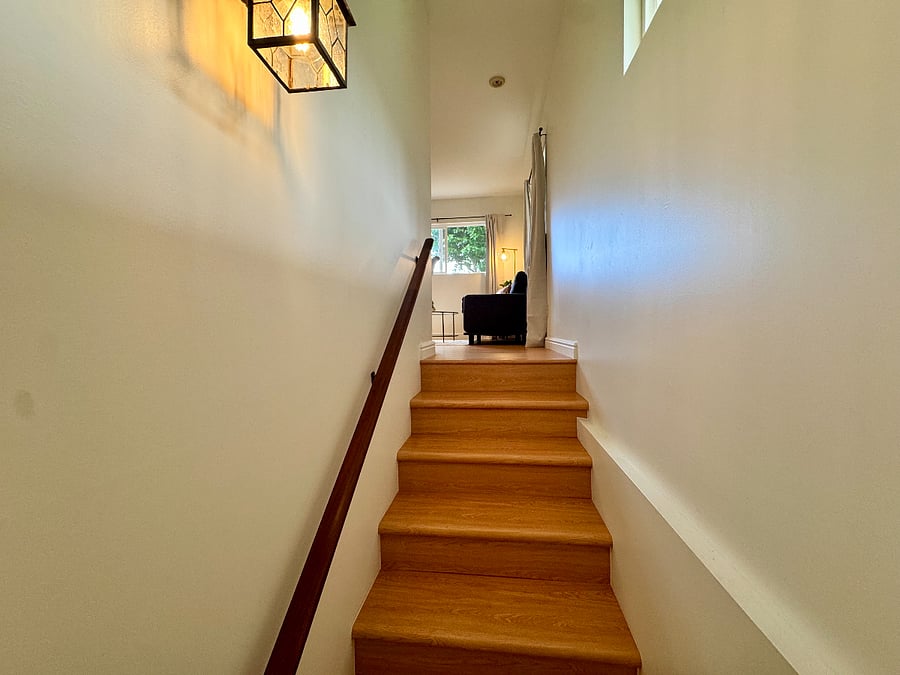 Private interior stairs up to the studio. Note: not suitable for guests with mobility limitations.