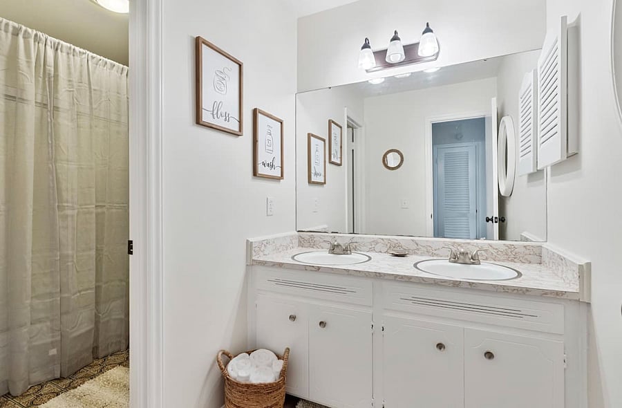 Upstairs vanity bathroom