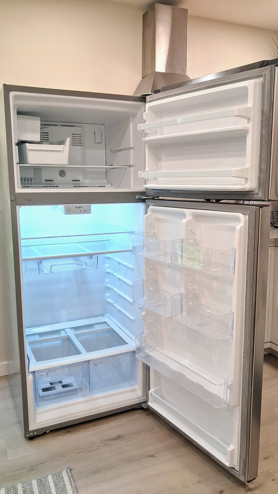 brand new stainless steel fridge