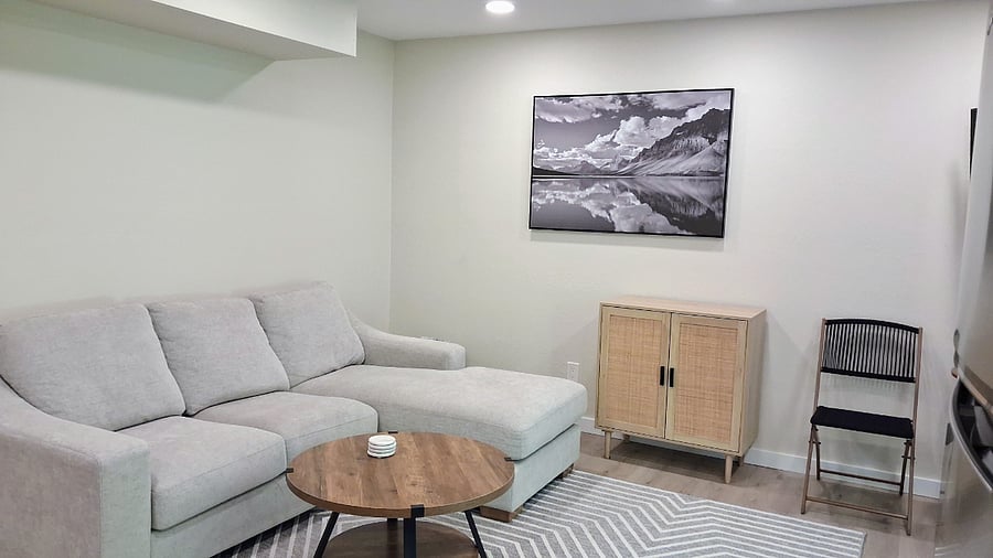 living room with comfortable L shape sofa