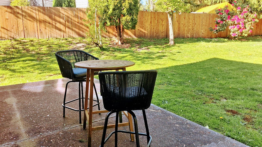 patio with table and chairs to enjoy the outdoors