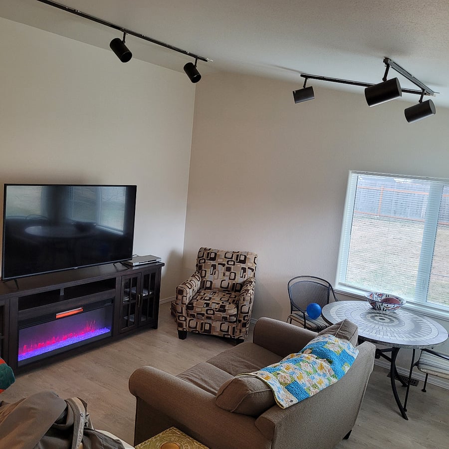 Family room with large TV