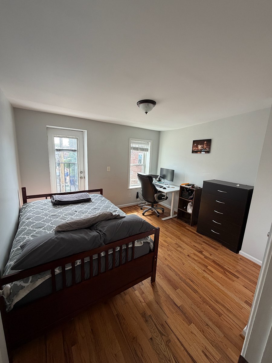 Desk and chair included.