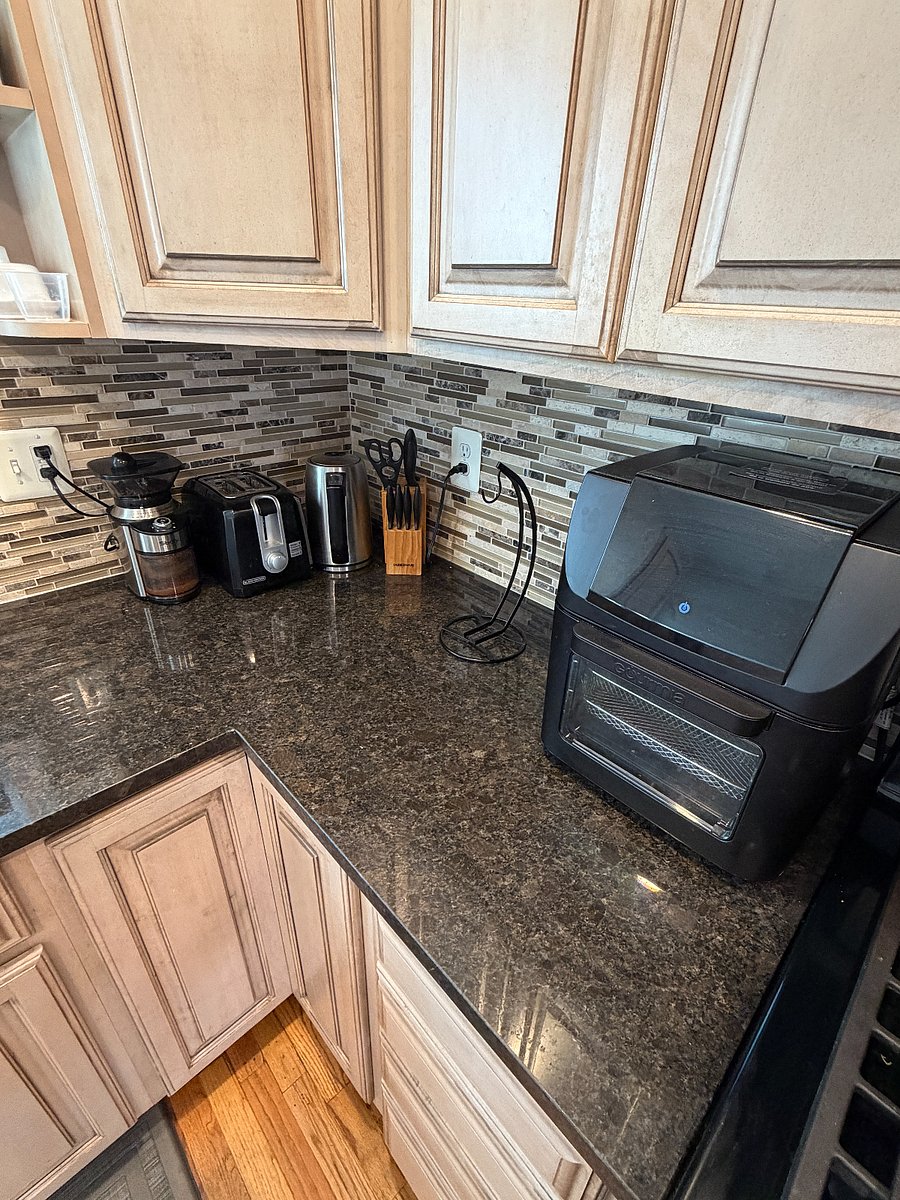 Air Fryer, tea kettle, coffee grinder and coffee pot are just some of the included kitchen appliances.