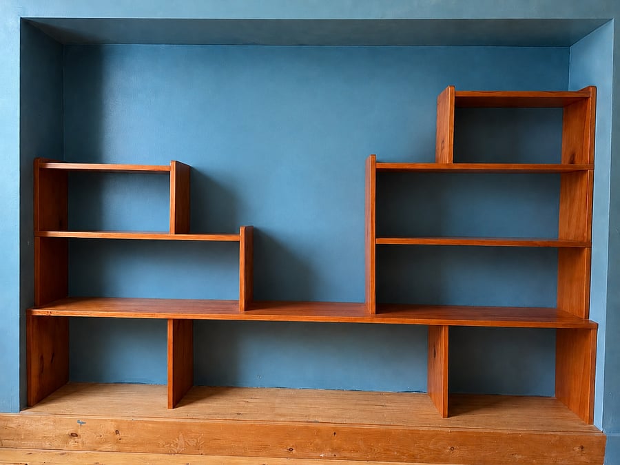 Closeup of custom built-in shelving in bedroom #2 (upstairs)