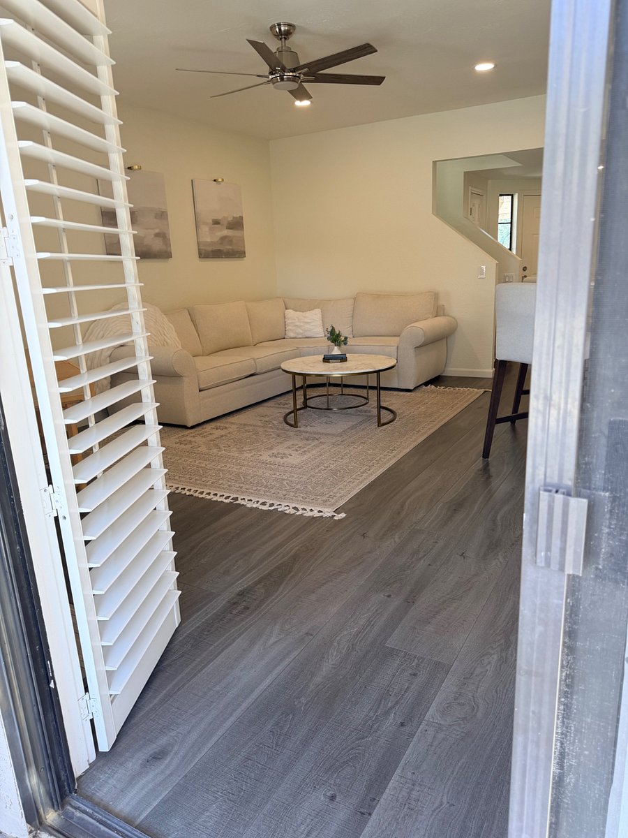 View into living room from patio