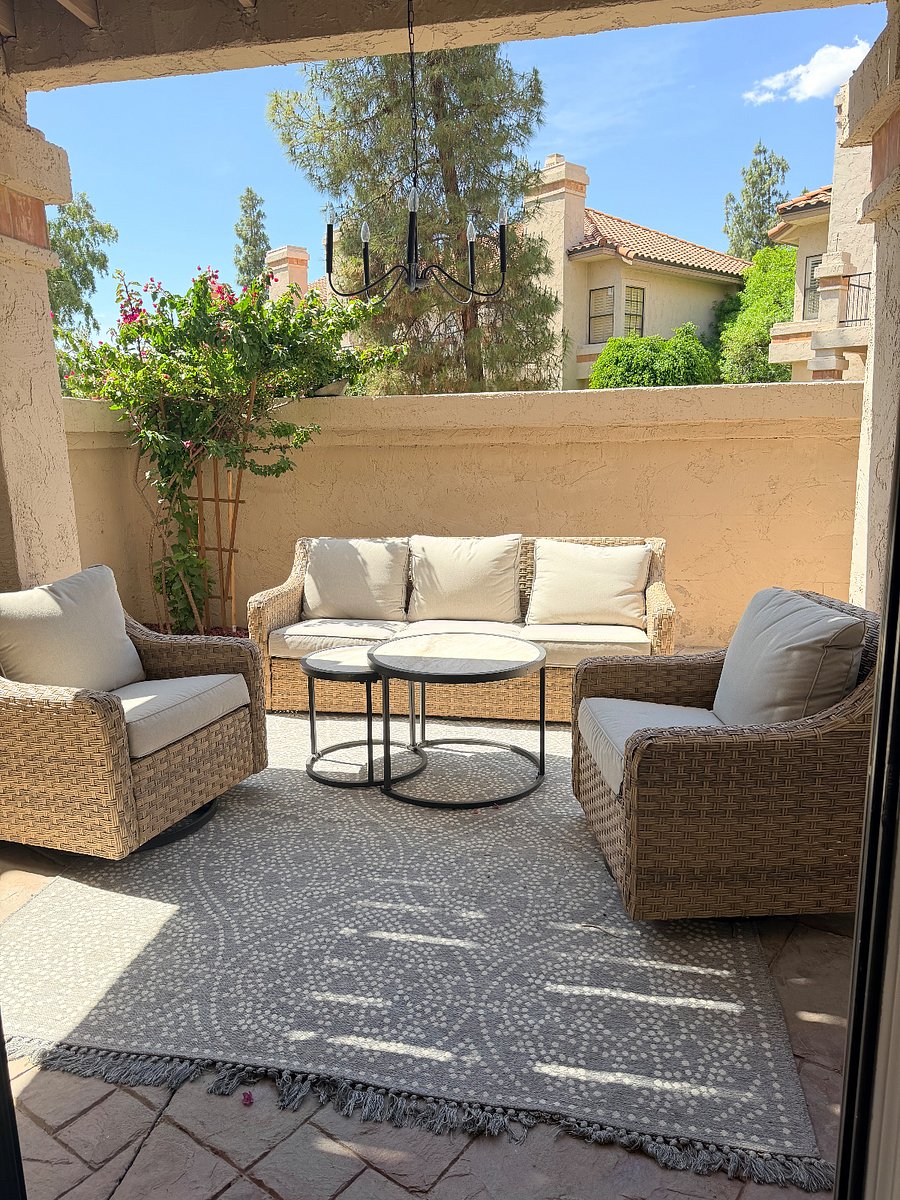 Cozy patio furniture with swivel chairs