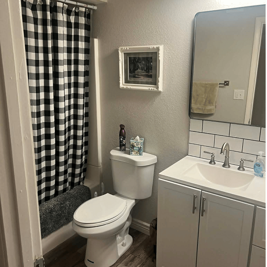 Private Restroom with tub and shower.