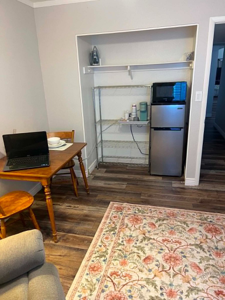 Private kitchenette with additional storage. Perfect for dining, studying or work (laptop not included).