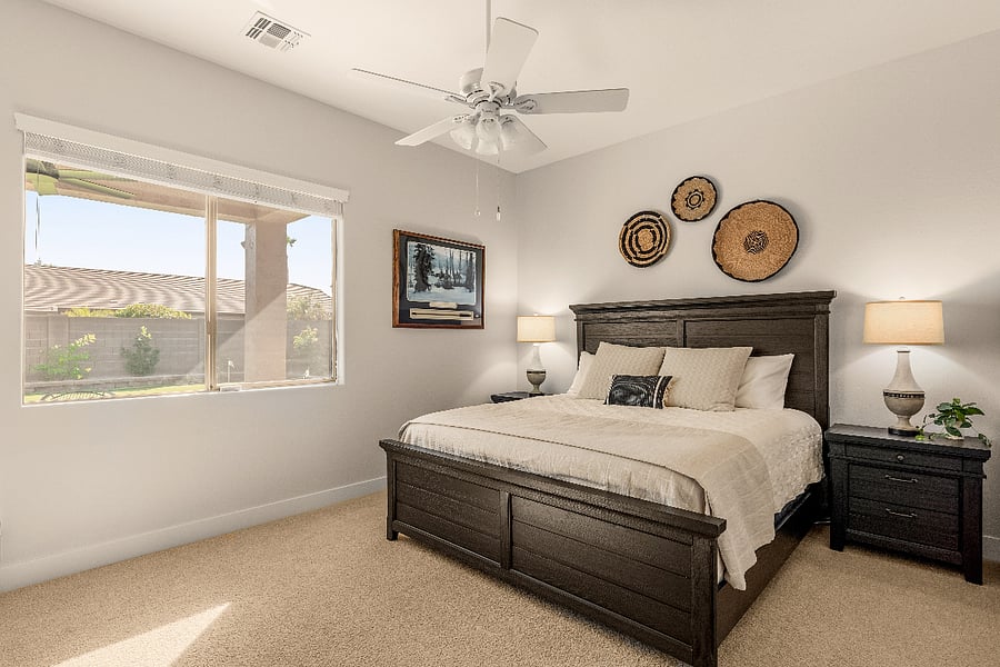 Second bedroom with plush king-size bed