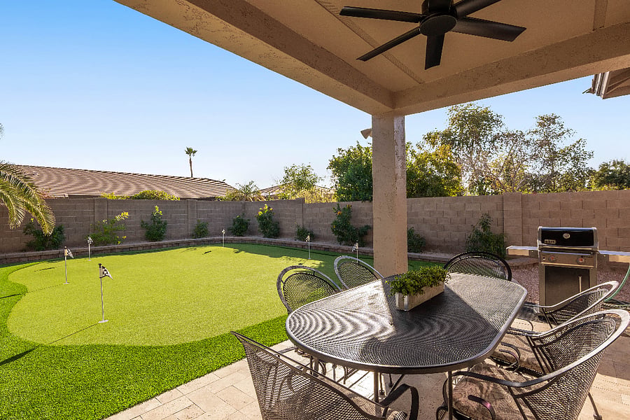 Our backyard putting green offers endless fun for all ages.