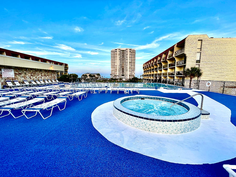 Enjoy a relaxing soak in the outdoor hot tub