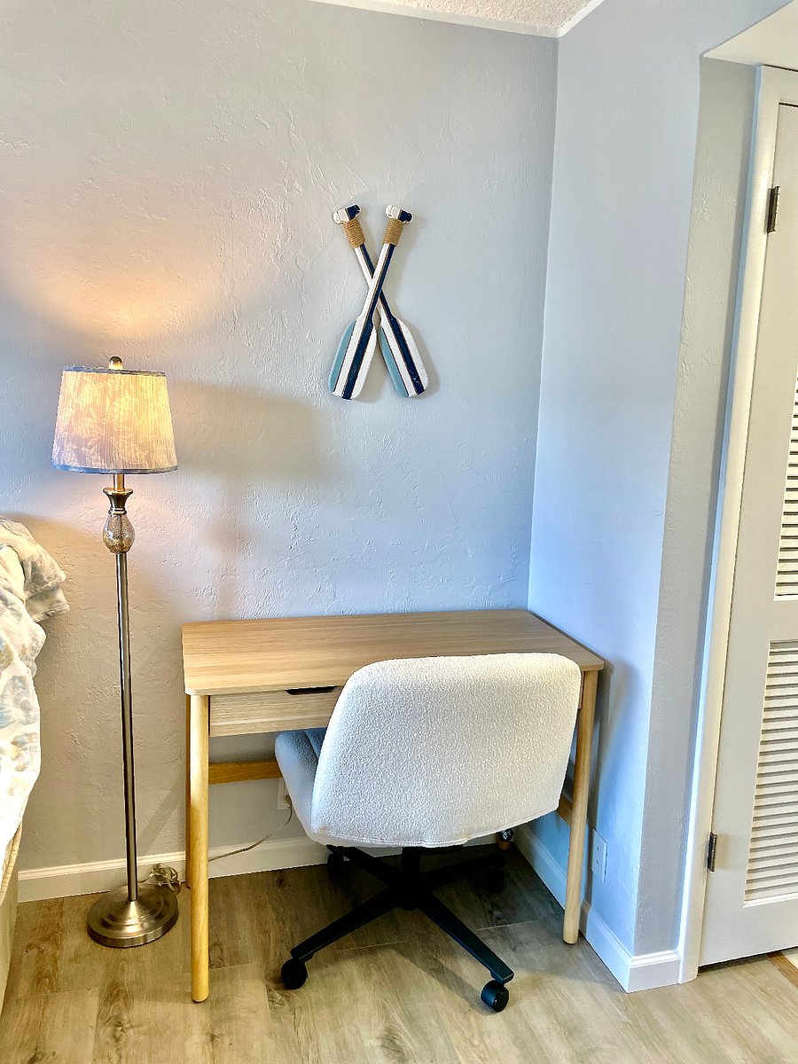 Dedicated workspace with desk and chair, ideal for remote work or extended stays
