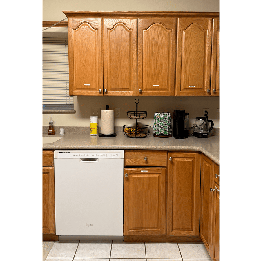 Fully stocked shared kitchen