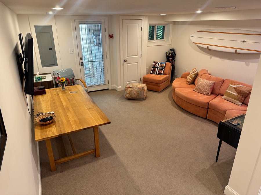 Front door and living room