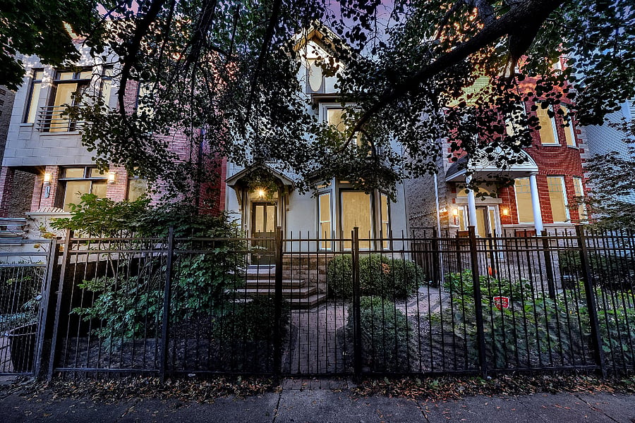 private fenced front yard