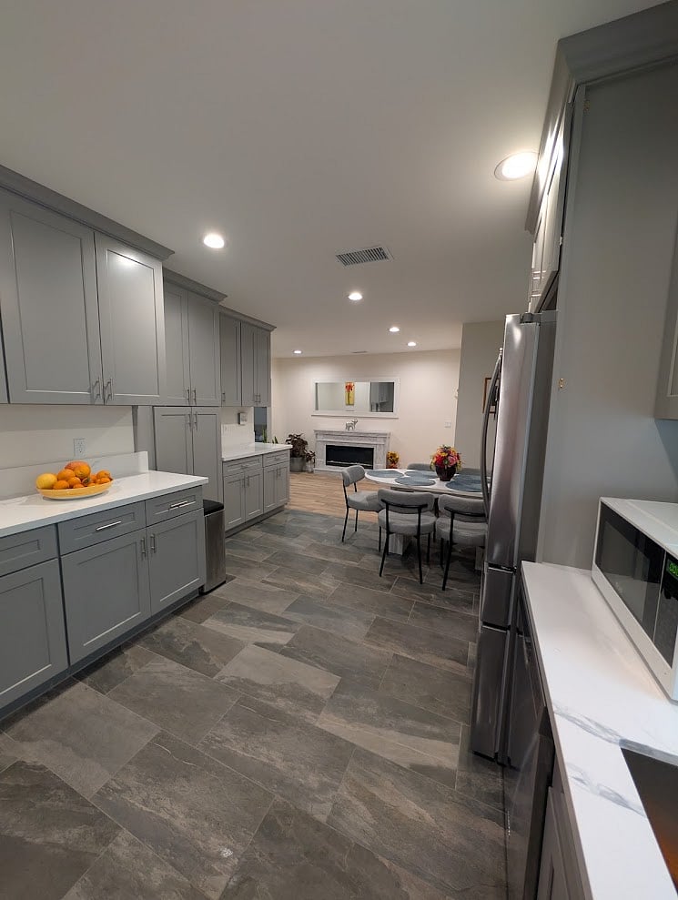 Dining space ideal for group meals or working remotely